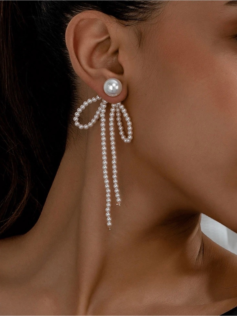 NWOT Pearlescent Bow Drop Earrings in White